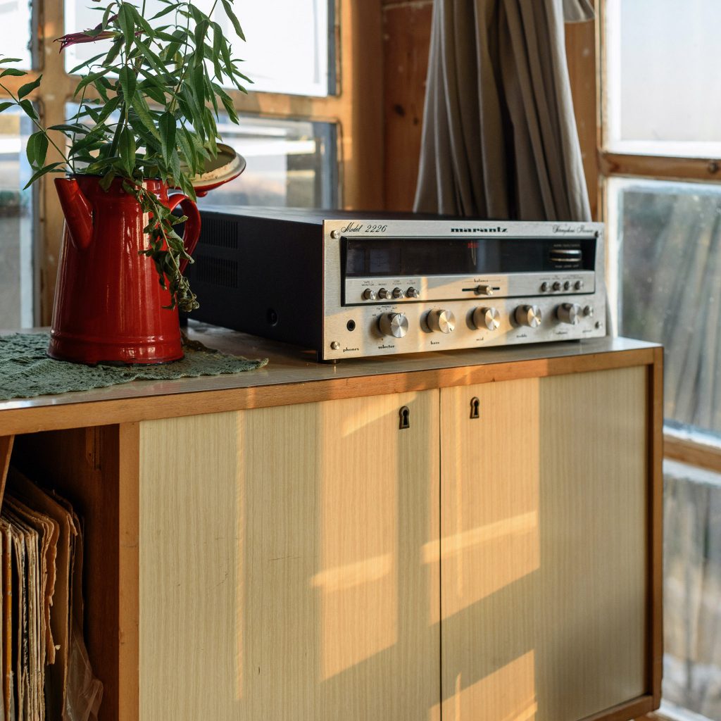 Vintage Stereo on Antique Credenza
